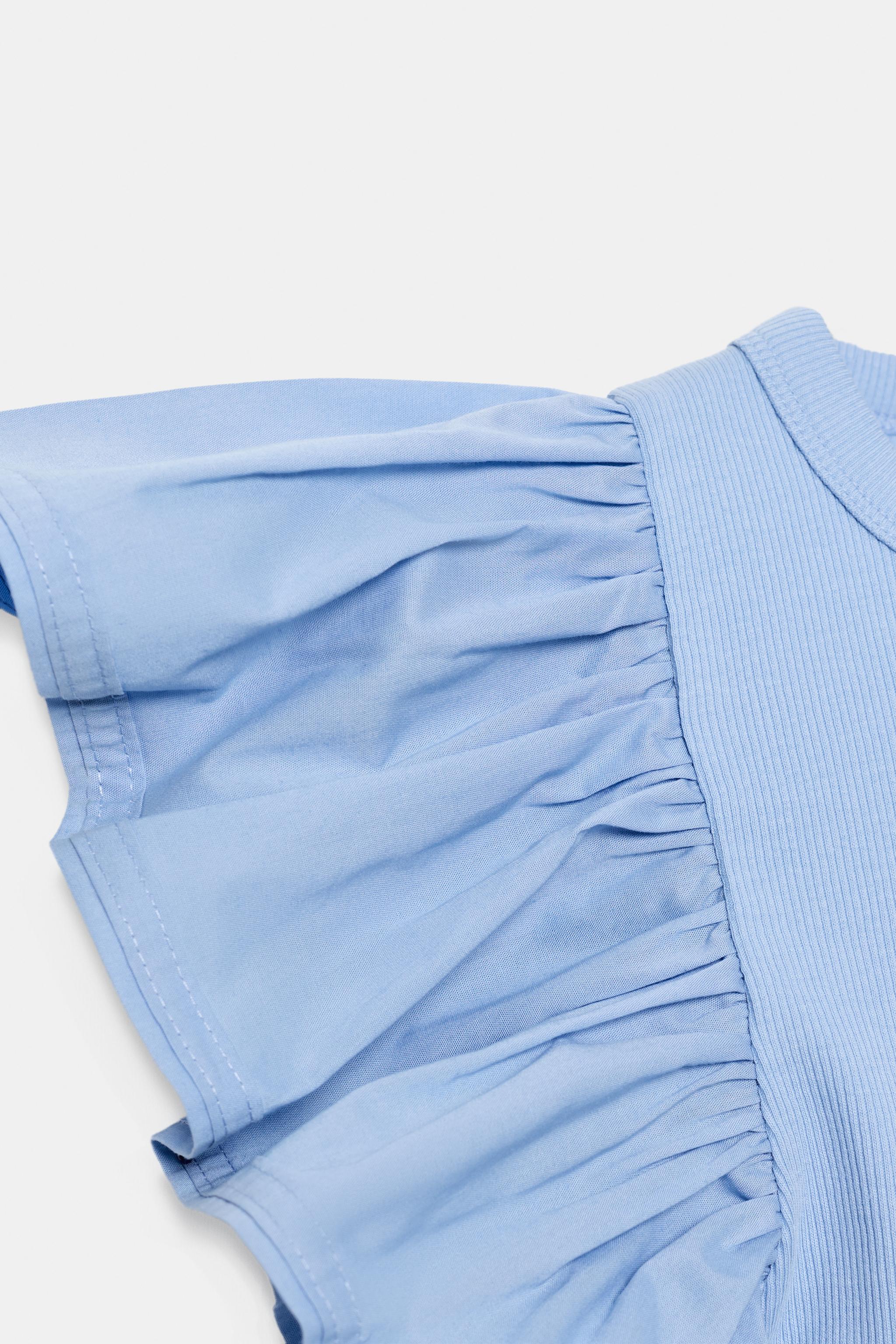 COMBINATION RIB RUFFLE T-SHIRT